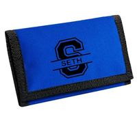 TM THREADS Personalised Initial Ripper Wallet for Kids & Teens, Custom Name Nylon Fold Wallet, Boys Pocket Gift (Blue)