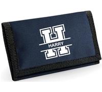 TM THREADS Personalised Initial Ripper Wallet for Kids & Teens, Custom Name Nylon Fold Wallet, Boys Pocket Gift (Navy)
