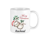TM THREADS Personalised Sloth Christmas Mug with Name,Sloth Lover Gift, Cute Sloth Coffee Cup