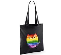 TM THREADS Rainbow Cat Tote Bag, Pride Cat Bag, Kawaii Pride Cat, LGBT Pride Cotton Bag, Rainbow Heart Bag, Pride Week, Pride Month. LGBTQ Cat Bag