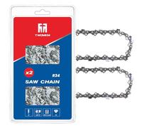 TM TWOMEM 2-Pack 8 Inch Low Profile Chain R34, 0.375'' Pitch, 0.043'' Gauge, 34 Drive Links Compatible with Craftsman, Poulan, Black & Decker, Remington, DeWalt, Kobalt and More