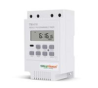TM616 220V Weekly Programmable Timer 30A Digital Time Switch, Din Rail Mount-18 On/Off Bell Bucket, Countdown Timer (White)