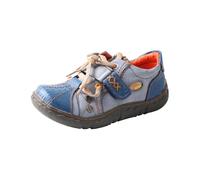 TMA EYES Women's Leather Comforble Walking Wide Fit Shoes (Blue,6.5)