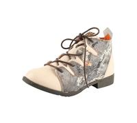 TMA EYES Women's Washed PU Leather Ankle Boots Fashionable Retro Newspaper Printed Lace-up Pointed Toe Flat Shoes (White,5.5)