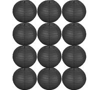 Tmade 12 PCS 12" Black Paper Lanterns for Birthday Baby Shower Wedding Party Garden Home Decoration