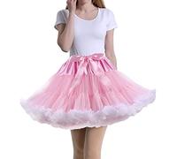 Tmade Women's Tulle Petticoat Tutu Party Multi-Layer Puffy Cosplay Skirt, Pink, Length 40cm, Waist 56-100cm
