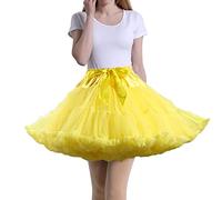 Tmade Women's Tulle Petticoat Tutu Party Multi-Layer Puffy Cosplay Skirt, Yellow, Length 40cm, Waist 56-100cm