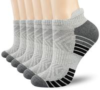 Tmani Trainer Socks Cushioned Ankle Performance Anti-Blister Sport Socks for Men Women Breathable Cotton Athletic Running Walking Socks (6 Pairs)