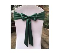 TMAOZW 10pcs Premium Satin Chair Tie, Dark Green, Wedding/Party/Reception/Events/Banquets/Hotel, Meticulous Stitching, Portable and Durable