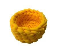 TMAOZW Indoor Cats Soft Round Dog Bed Handmade Crocheted ThickYarn Pet Chunky Cushion Suitable for Cats Or Small Dogs(Yellow,35cm)