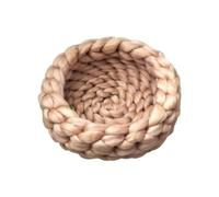 TMAOZW Indoor Cats Soft Round Dog Bed Handmade Crocheted ThickYarn Pet Chunky Cushion Suitable for Cats Or Small Dogs(Khaki,35cm)