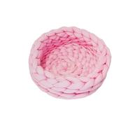 TMAOZW Indoor Cats Soft Round Dog Bed Handmade Crocheted ThickYarn Pet Chunky Cushion Suitable for Cats Or Small Dogs(Pink,35cm)