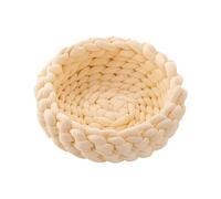 TMAOZW Indoor Cats Soft Round Dog Bed Handmade Crocheted ThickYarn Pet Chunky Cushion Suitable for Cats Or Small Dogs(Milky white,35cm)