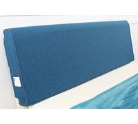 TMAPRUVG Double/Queen/King Size Headboard Pillow Cushion with Elastic Strap,Upholstered Backrest Padding for Reading,Removable Cover with Side Pocket (Linen-Navy,150x60x10cm)