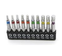 TMAX 10 pc Color Coded T10-T40 6 Point Torx Impact Ready 2 Inch Long Screwdriver Insert Bit Set