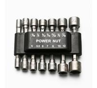 TMAX 14pc Imperial and Metric Nutsetter Set Impact Power Hex Nut Driver Master Kit with 1/4 Inch Hex Shank