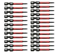 TMAX 25pc T7 Black Impact Torsion Screwdriver Insert Bit Torx Star 6 Point T-7, 2 Inch Long with 1/4 Inch Hex-Shank S2 Steel, CNC Machined Tips with Storage Box