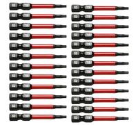 TMAX 25pc T9 Black Impact Torsion Screwdriver Insert Bit Torx Star 6 Point T-9, 2 Inch Long with 1/4 Inch Hex-Shank S2 Steel, CNC Machined Tips with Storage Box