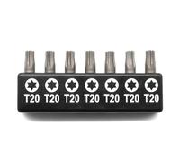 TMAX 7 pc T20 Torx Star 6 Point T-20 Screwdriver Impact Ready 1 Inch Length Insert Bits Hex Shank with Quick Release Slot