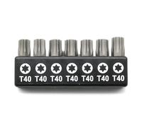 TMAX 7 pc T40 Torx Star 6 Point T-40 Screwdriver Impact Ready 1 Inch Length Insert Bits Hex Shank with Quick Release Slot
