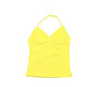 TMBaetau Longline Strappy Top Sports Yoga Vest Women's Fitness Tank Top Gym Beautiful Open Back Bra Running Workout Halter (Neon Yellow,XL)