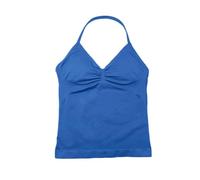 Longline Strappy Top Sports Yoga Vest Women's Fitness Tank Top Gym Beautiful Open Back Bra Running Workout Halter (Deep Sea Blue,M)