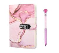TMBMLPP Diary with Lock, A5 Journal with Lock 240 Pages, Lockable Leather Notebook with Pen, Girls Diary Gift Set, Lockable Travel Diary, Journal with Code, for Personal Daily, Work Record - Pink