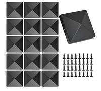 TMBMLPP Fence Post Caps, 16pcs Plastic Fence Post Caps 4x4 inch, Post Decking Cap, Square Column Cap, Fence Post Tops, Railing Post Cap, for Fence Posts Protection - Black