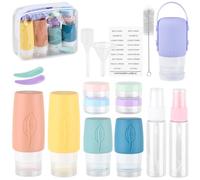TMBMLPP Travel Bottles for Toiletries, 17pcs Silicone Travel Bottle Set, 90ml/60ml/30ml Leakproof & Refillable Travel Bottles with Labels, Reusable Travel Size Containers, for Shampoo Body Wash