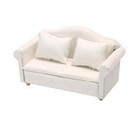 Tmboryuu 1: 12 Doll House Accessories White Fabric Sofa with Wood Structure Armchair Love Seat for Living Room Landscape Decoration Children Doll House Accessory