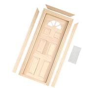Tmboryuu 1/12 Scale Doll House Accessory: Wooden Door with Embossed Texture and Sun Window Miniature Decoration Accessories Miniature Decoration Accessories