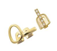 Tmboryuu 1.9cm Double Tone Teeth Piercing Jewelry Brass Electroplated Steel Lightweight Sophisticated Body Jewelry for All Occasions Gold Silver Teeth Bridge