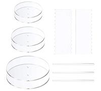 Tmboryuu 11pcs Acrylic Cake Disk Set Base Boards Pillar Comb Scraper Dowel Rod Acrylic Cake Disk Set