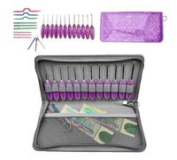 Tmboryuu 12Pcs Ergonomic Resin Handle Stainless Steel Crochet Hook 0.9mm-4.0mm with Large Eye Needle and Storage Bag for Beginner Resin Handle Crochet Needle