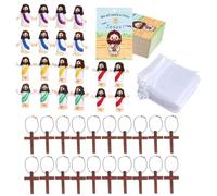 Tmboryuu 20Pcs Small Faith Figurines and Encouragement Cards Crosses Bags Biblical Learning Tool for Children Religious Ornaments Prayer Figurines