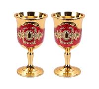 Tmboryuu 2Pcs Chalice Goblet Metal Shot Glasses Engraving Rose Flower Wine Cup Medieval Drinkware for Party Wedding Decors Gift Metal Liquor Cups