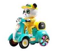 Tmboryuu Automated Panda Riding Scooter Toy Plays Holiday Music with Multicolor Lighting Indoor Outdoor Christmas Celebration Gift Musical LED Panda Scooter Toy
