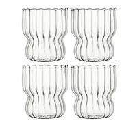Tmboryuu Beer Glasses Cups Shaped Clear Drinking with Straws Set Coffee Ribbed Glassware for Kitchen Cute Drinking Glasses