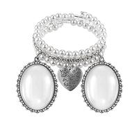 Tmboryuu Bouquet Picture Charm Bangle With Oval Glass Wedding Photo Pendant Heart Styled Pendent Pearl For Bridal
