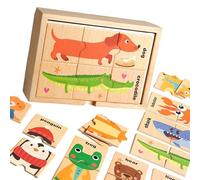 Tmboryuu Cognitive Development Wood Sorting Puzzle Toy with Cartoon Pattern Number Shape Matching for Kids Math Teaching Aid Wooden Memory Matching Game
