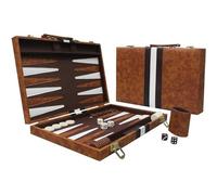 Tmboryuu Compact Travel Backgammon Game Set Including Leather Like Case and Comfortable Handle on the Go Gaming Beginner
