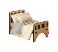 Tmboryuu Double Bed Model House 1: 12 Scale Dollhouses Tiny Bedroom Furniture and Model Displays Doll Furniture Wood Collector Wooden Natural Wood Miniature