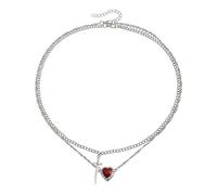 Tmboryuu Edgy Dark Feminine Expression Adjustable Length Alloy Necklace Neckchain Featuring Edged Heart Detail for Concerts Dark Girl Neckchain