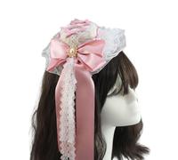 Tmboryuu Elegant Plush Ear Small Hat Hairclip Rose Flower Bowknot Lace Hat Headwear For Unique Fashion Halloween Party Supply