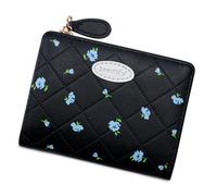 Tmboryuu Flower Print Short Purse Card Holder Simple Wallet PU Leather Coin Purse Lovely Wallet Stylish Change for Daily Pu Leather Change Lovely Flower Print with Card Holder
