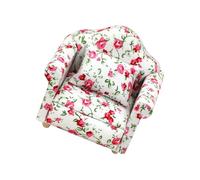 Tmboryuu Handcrafted Sofa with Floral Upholstery & Wood Base for Miniature Displays & Creative Play Projects Child Safe Miniature Sofa