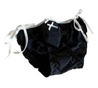 Tmboryuu Lolitas Bows Ruffle Underwear Women ' s Low Waist Side Tie Panties Soft Breathable Bikinis Ice Silk Underpants String Bikinis