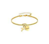 Tmboryuu Lovely Heart Shape Crucifix Charm with Mom Engraving Stainless Steel Designs Wrist Accessories Mom Meet Pendant