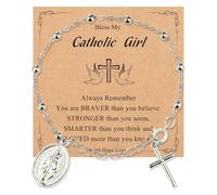 Tmboryuu Marys Crosses Bead in Sturdy Metal for Women Men Seeking Faith Inspired Accessories and Comfortable Fit Religious Alloy Rosary Chain Jewelry