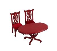 Tmboryuu Miniature Dollhouses Dining Set Table Chair Model 1/12 Scale, Realistic Zakka Vintage Chair Miniature Wooden Accessories